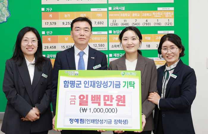 함평군 인재양성기금 장학생, 사회 진출 후 ‘장학금 선순환’ 실천