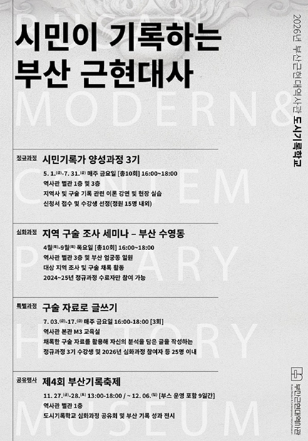 시민과 함께 기록하는 부산 근현대사, 부산근현대역사관 도시기록학교 운영