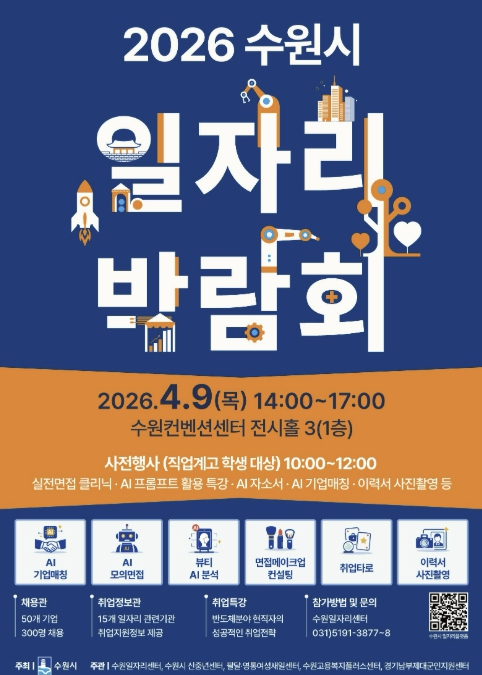 2026 수원시 일자리박람회, 9일 수원컨벤션센터에서 열린다