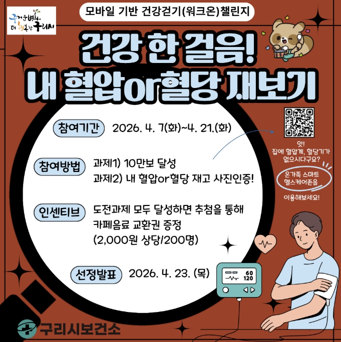 구리시, '건강 한 걸음! 내 혈압·혈당 재보기' 워크온 도전 잇기 운영