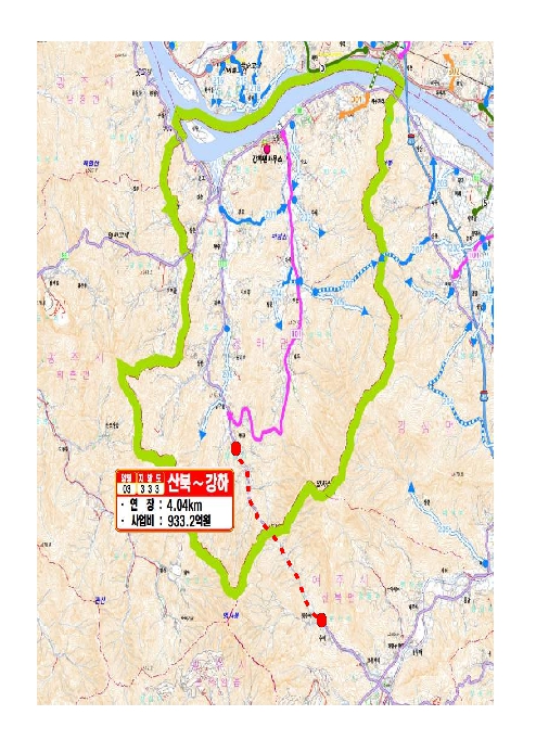 양평군, 지방도333호선 산북~강하 구간 '제4차 경기도 도로건설계획' 반영