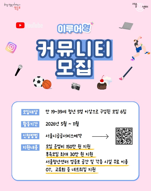 영등포구, 청년 모임 지원사업 '이루어영' 참여팀 모집…팀당 150만 원 운영비 지원