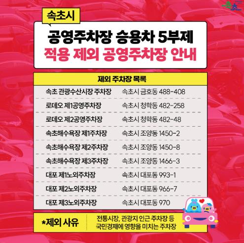 속초시, 관내 유료 공영주차장 9개소 5부제 적용 ‘제외’