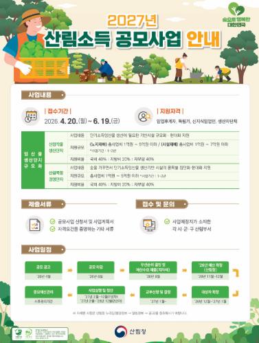 고흥군, 2027년 산림소득사업 공모 신청 접수
