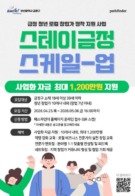 부산 금정구, '스테이 금정 Scale-up' 청년 창업가 모집