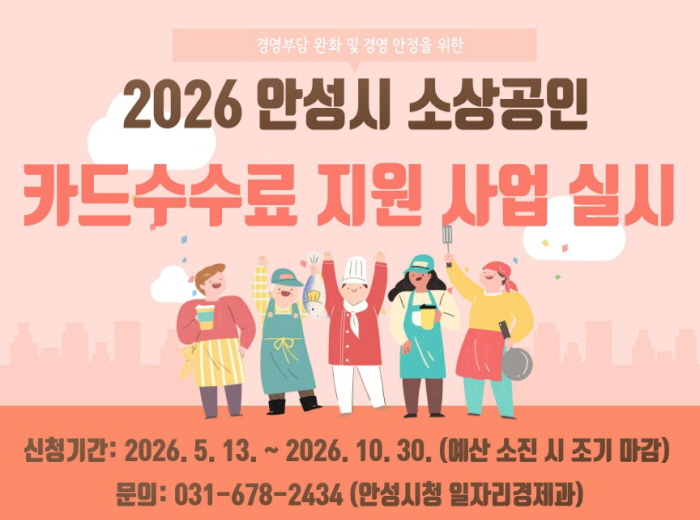 안성시, 소상공인 카드수수료 최대 50만 원 지원