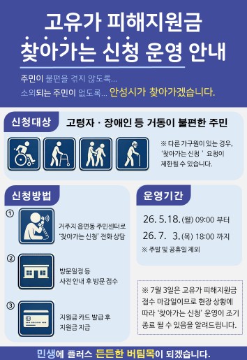 안성시, ‘찾아가는 고유가 피해지원금 신청’ 운영… 복지 문턱 낮춘다