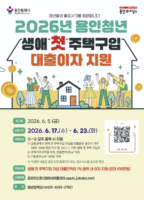 용인특례시, 생애 첫 주택 구입 청년에 대출이자 지원