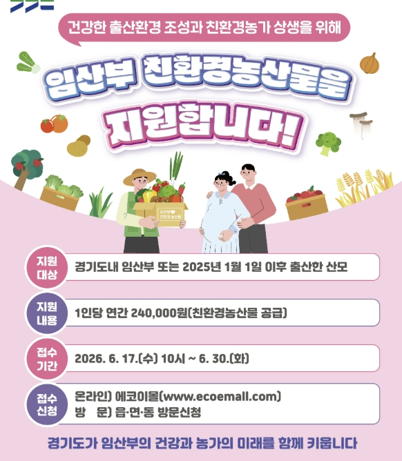 용인특례시, 임산부 대상 친환경 농산물 지원