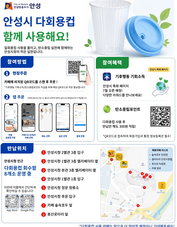 안성시청 일대 '1회용품 없는 카페 특화지구' 조성