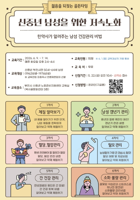 부천시, '신중년 남성 위한 저속노화' 건강교육 운영
