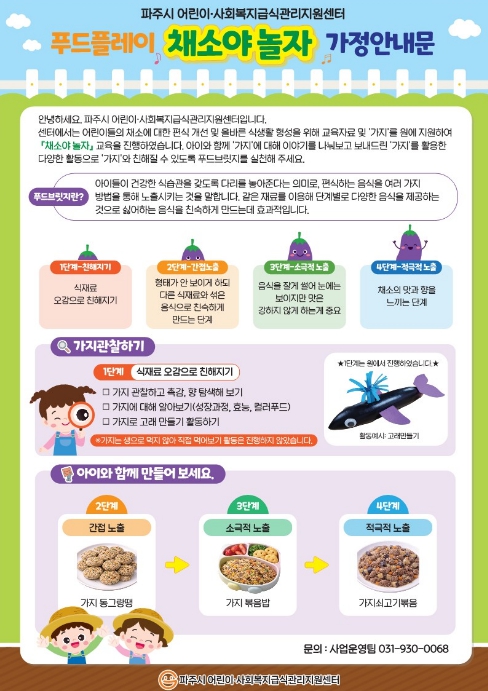파주시 어린이·사회복지급식관리지원센터, 5가지 감각으로 채소 편식 잡는다… '채소야 놀자' 운영