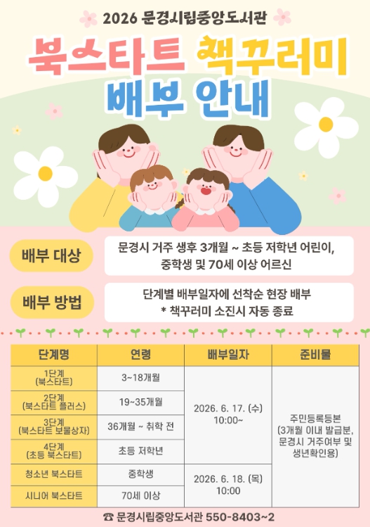 문경시립중앙도서관, 17일부터‘북스타트 책꾸러미’배부